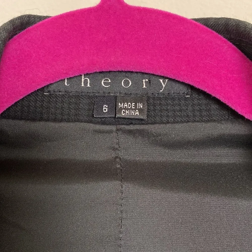 Theory Blazer Jacket Black on Black Plaid  Sz 6 - Picture 4 of 9